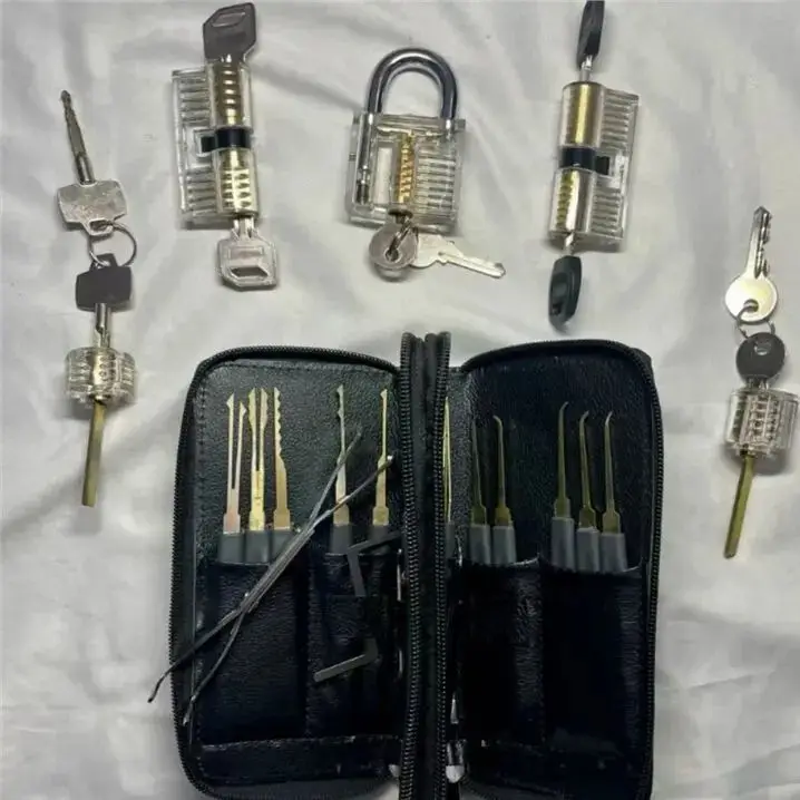 

locksmith tool Lockpicking Practice Set Stainless Steel Tools with Transparent Training Dimple Lock Pick Set Kaba Door Lock