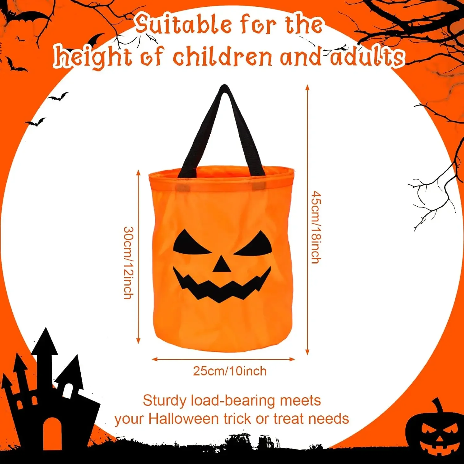 LED ضوء هالوين خدعة أو علاج دلو أكياس حلوى اليقطين سلة الهالوين القابلة للطي لسلة هدايا حفلة عيد الشكر