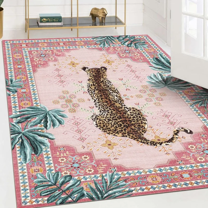 Gepardenmuster Teppich personalisierte Tier Blumen Teppich Schlafzimmer Wohnzimmer warme Dekoration Bodenmatte grün blau rosa Fußmatte