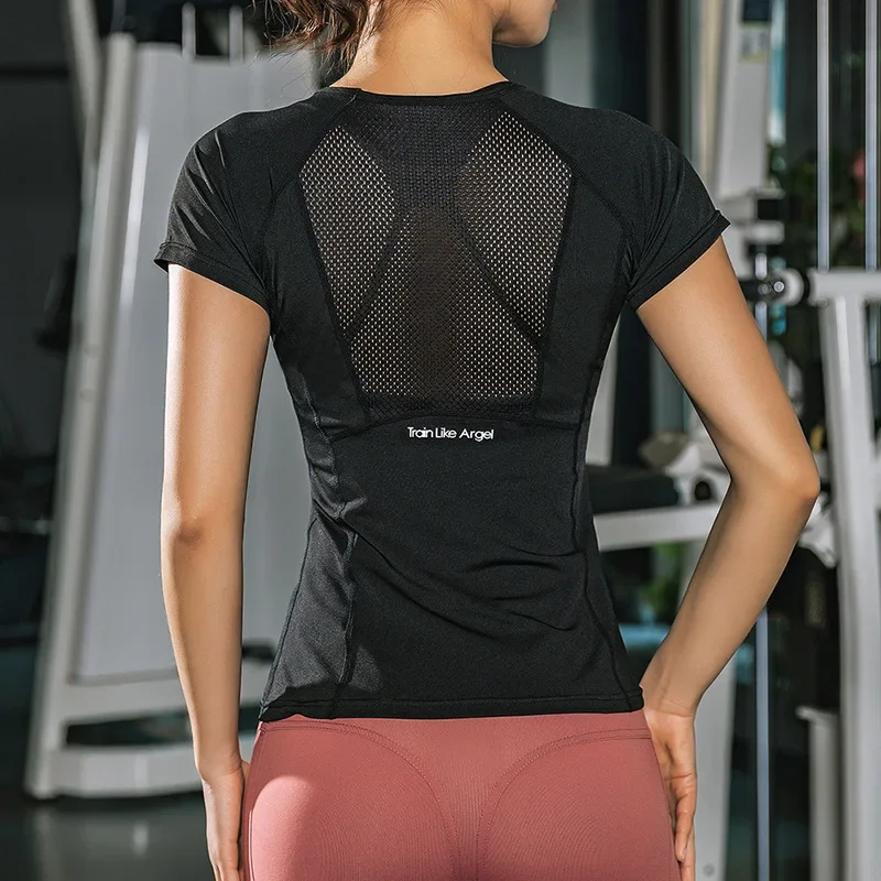 

Running T-shirt Women Short Sleeve Sportswear Yoga Top Mesh Breathable Female Athletic Clothing for Fitness Workout Bodybuilding