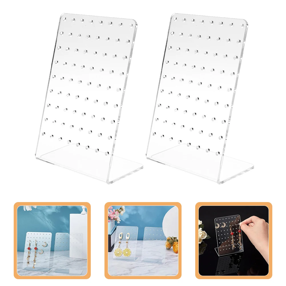 

5Pcs Acrylic Earrings Organizer Holder Clear 72-Holes Display Rack Jewelry Stand for Stud Earrings Storage Retail Vanity Use