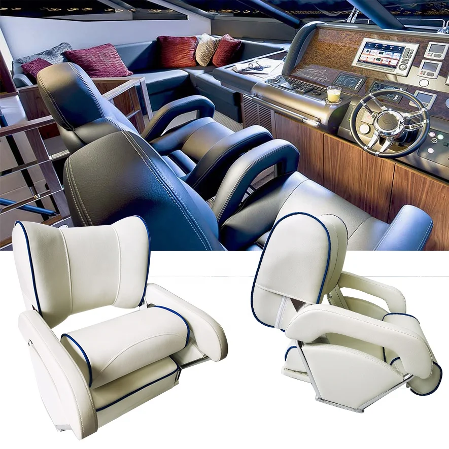 Adjustable PU Leather Marine Seat Back Yacht Speedboat Driving Front Rear Convertible Flip-Up Color Collision Chair Boat Ship