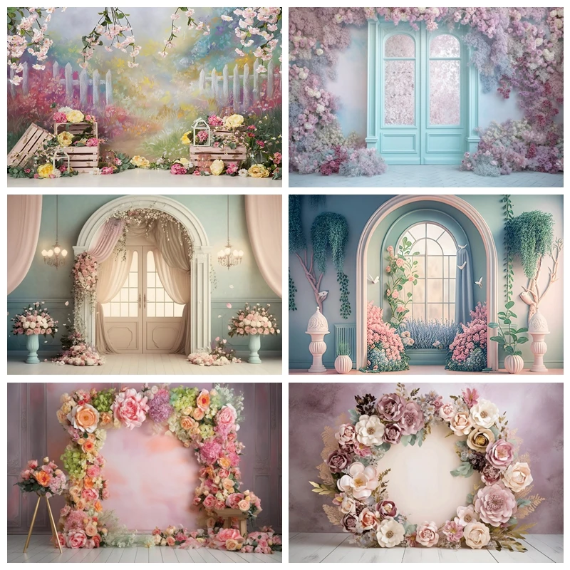 

Винтажная картина маслом в саду, весенний фон для фотосъемки, цветок, свадьба, детский душ, день рождения, реквизит для фотобудки