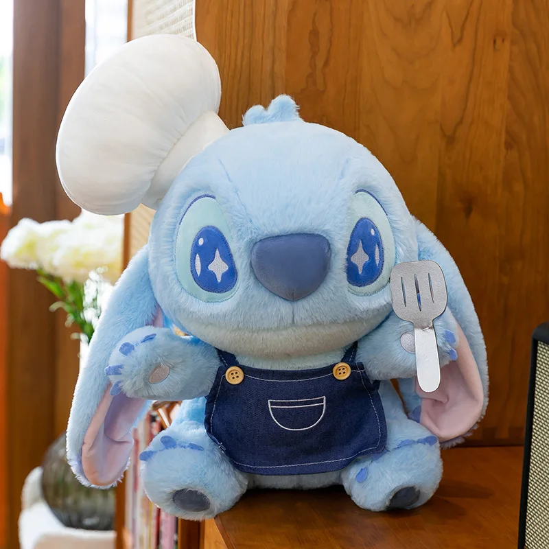 Jouet en peluche Disney Chef Stitch, Animal en peluche mignon pour fête alimentaire, cadeau d'anniversaire et de noël pour enfants, poupée douce, cadeau pour enfants