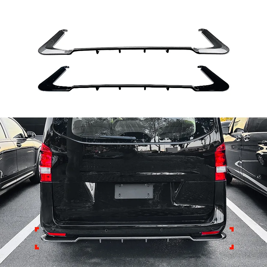 2016 To 2023 For Mercedes-Benz W447 V Class 4 Door Rear Diffuser Lip Spoiler Bumper Guard Cover By ABS Gloss Black Body Kit