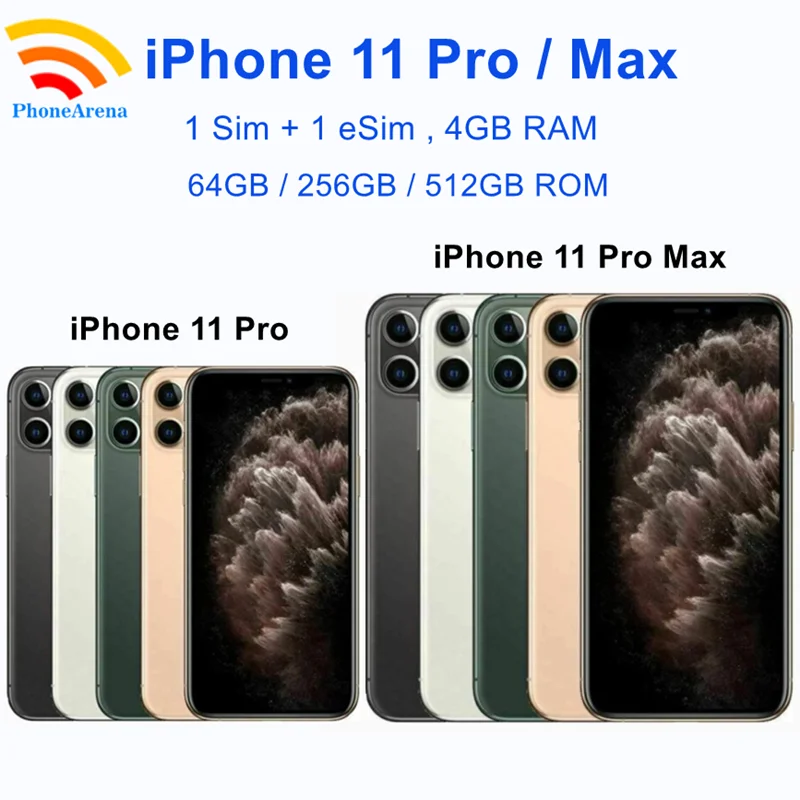 ロック解除された本物のiPhone11 Pro Max携帯電話,64GB, 256GB ROM,XDR