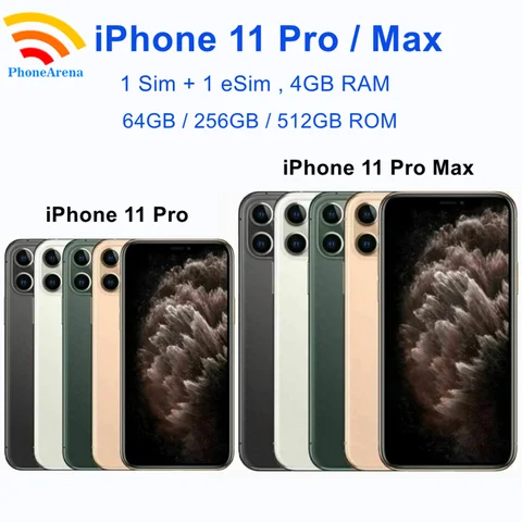 Original iPhone 11 Pro Max 64 GB 256 GB ROM Original Super Retina XDR OLED Face ID IOS NFC entsperrt 11promax LTE Mobiltelefon