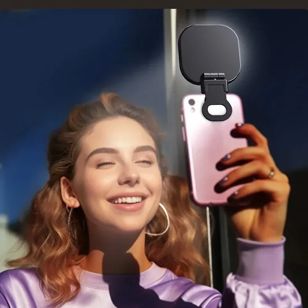 Akumulatorowa lampka LED do telefonu - lampka selfie z klipsem do iPhone'a, iPada, laptopa, do filmowania, makijażu i konferencji