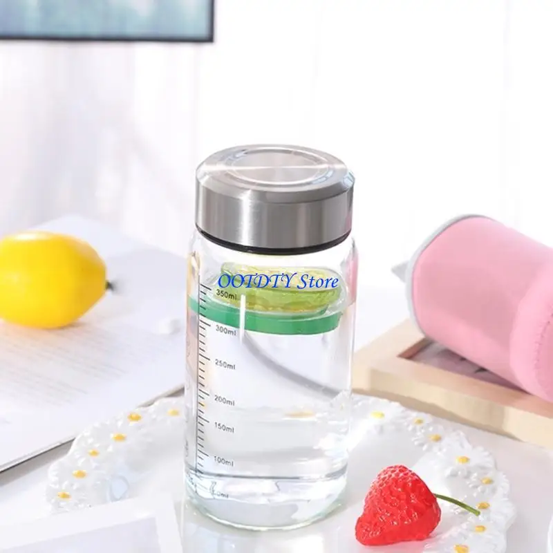 367A Clear Efficient Beverage Container 350ml With Visible Scale Marking Shatterproof Glass Commuters Home Use