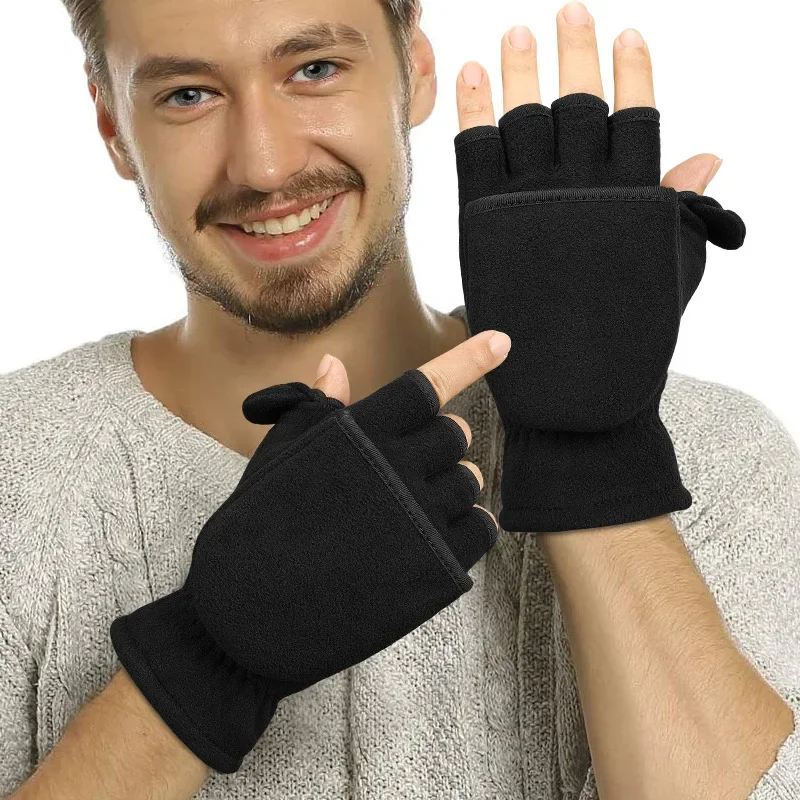 

Black Half Finger Fingerless Gloves for Women and Men Wool Knit Wrist Cotton Gloves Winter Warm Workout Gloves Touchscreen