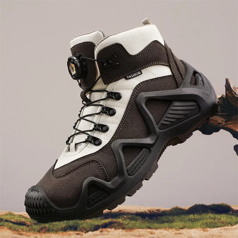 

Men Tactical Boots with Straps for Combat Training Outdoor Hiking Shoes Waterproof Breathable Multifunctional Motorcycle Shoes
