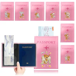 Hot Passport Cover custodia per carte in pelle PU porta passaporto da viaggio Business Unisex iniziali Bear Series Letter Pattern