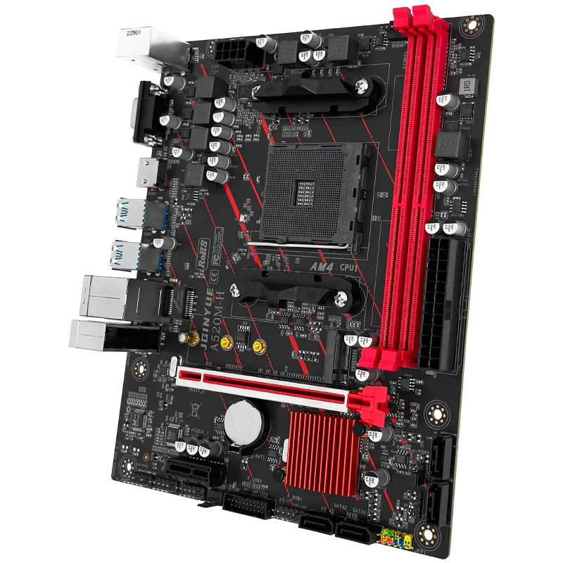 JGINYUE AM4 Motherboard supports AMD Ryzen R3 5 7 1/2/3/4/5th CPU processors DDR4 dual channel Memory RAM M-ATX A520M-H