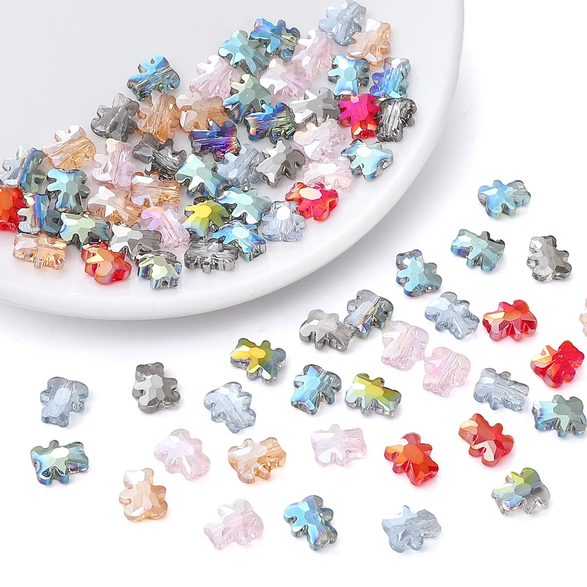 20Pcs 8x10MM Glass Crystal Beads Little Bear Loose Beads For Handmade DIY Making Jewelry Bracelets Necklace Earrings Accessories
