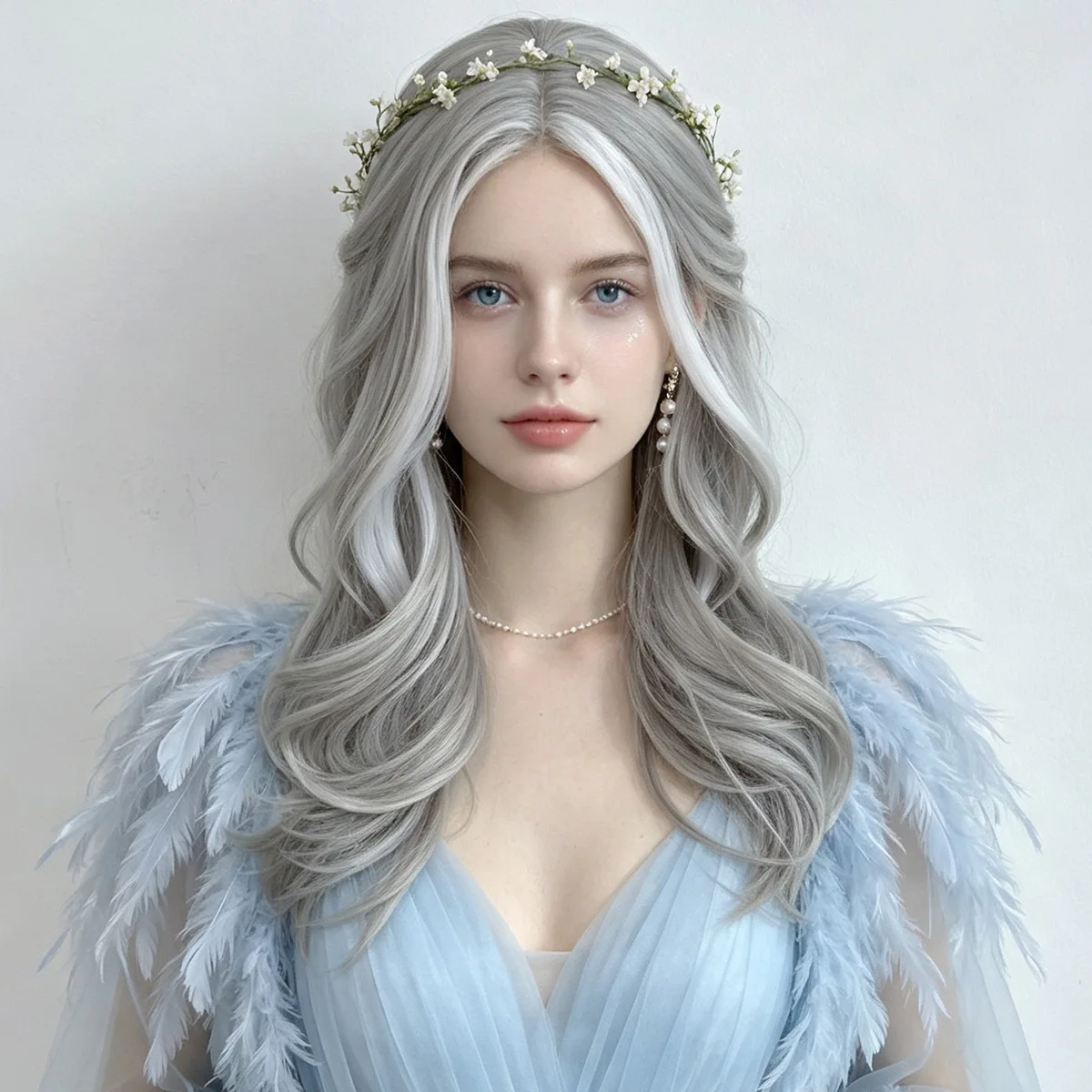 Center-parted curly synthetic wig for Halloween cosplay wig, character play wig, high-temperature thread wig cap