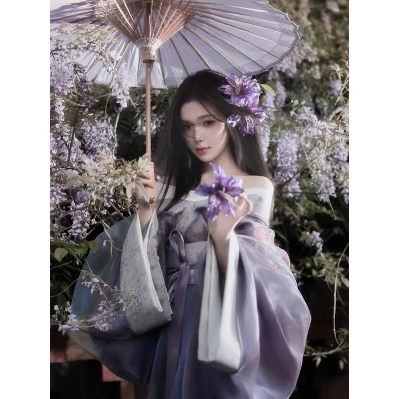 2025-new-women-purple-warring-states-hanfu-cross-collar-wide-sleeve-flowy-slim-ancient-dance-costume-petite-size