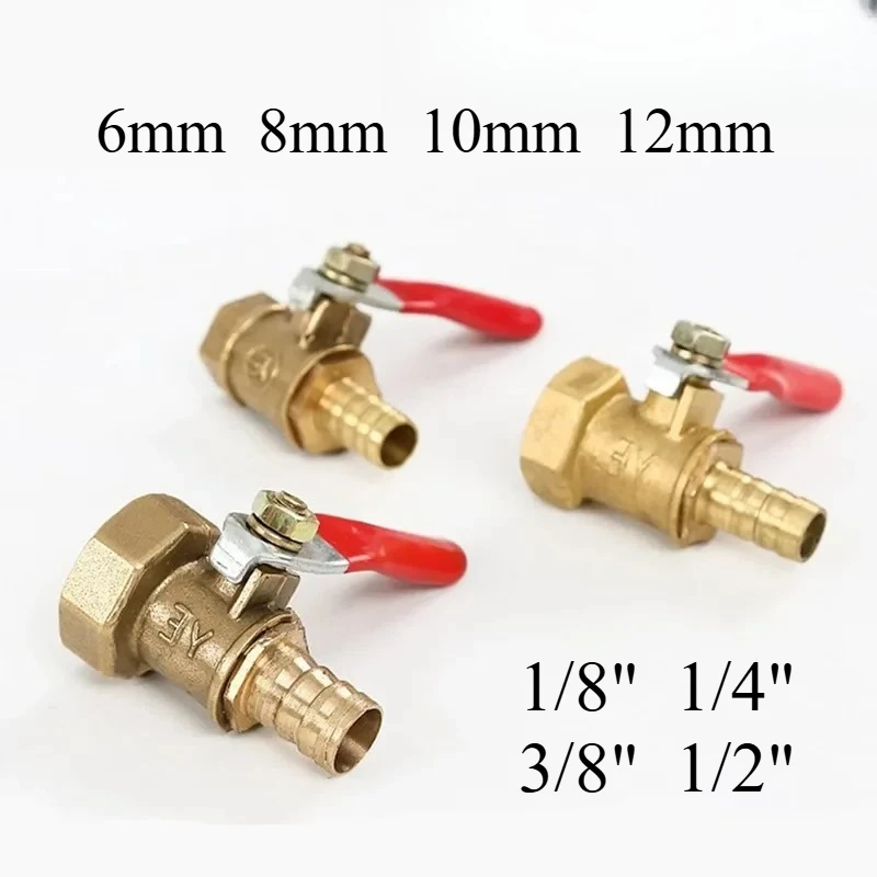 

Латунный шаровой кран с резьбовым соединением 1/8, 1/4, 3/8, 1/2 дюйма, фитинг-адаптер для медных труб, муфта-переходник, штуцер под шланг 6-12 мм