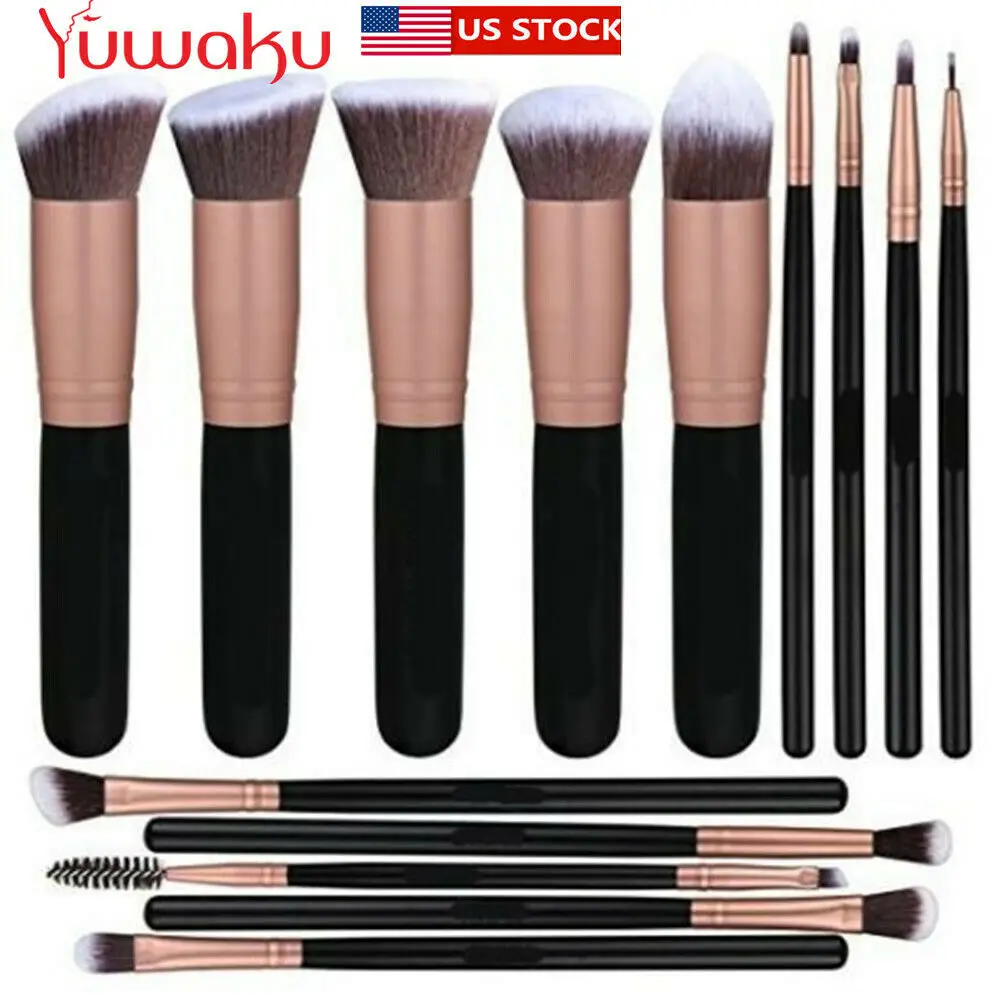 Pro Makeup Brush Set, Pó, Fundação, Sobrancelhas, Rosto, Lábio, Brushes Tool, Novo, 14pcs