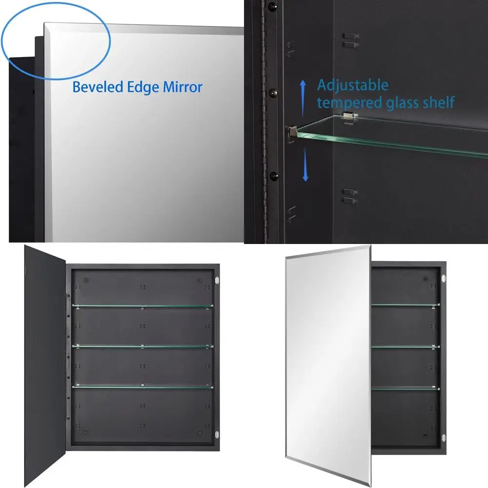 24 x 30 Beveled Mirror Door Medicine Cabinet, Recessed or Surface Mount, Adjustable Shelves