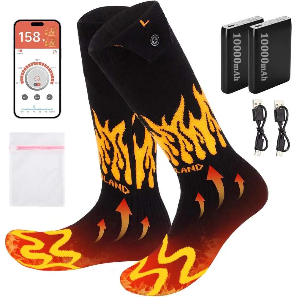 

Smart App-Controlled Heated Socks with 10000mAh Battery, Unisex Electric Foot Warmers for Outdoor Winter Activities
