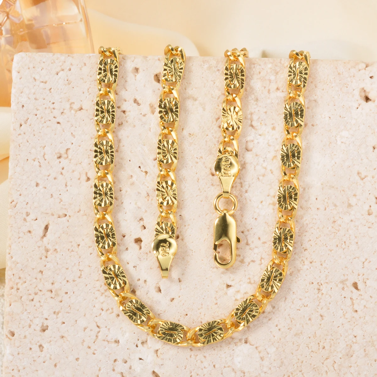 Classic Irregular 18k Gold Plated Copper Necklace New Fashion Pattern Dubai Link Chain for Women High-Quality Jewelry Gift