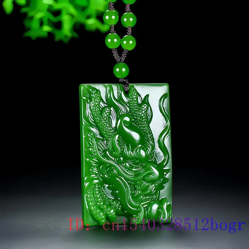 Natural Hetian Jade Dragon Pendant Jasper Zodiac Dragon Necklace Hand-carved Charm Luxury Jewelry Men and Women Mascot