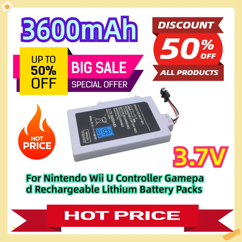 

For Nintendo Wii U Controller Gamepad Rechargeable Lithium Battery Packs 3600mAh 3.7V
