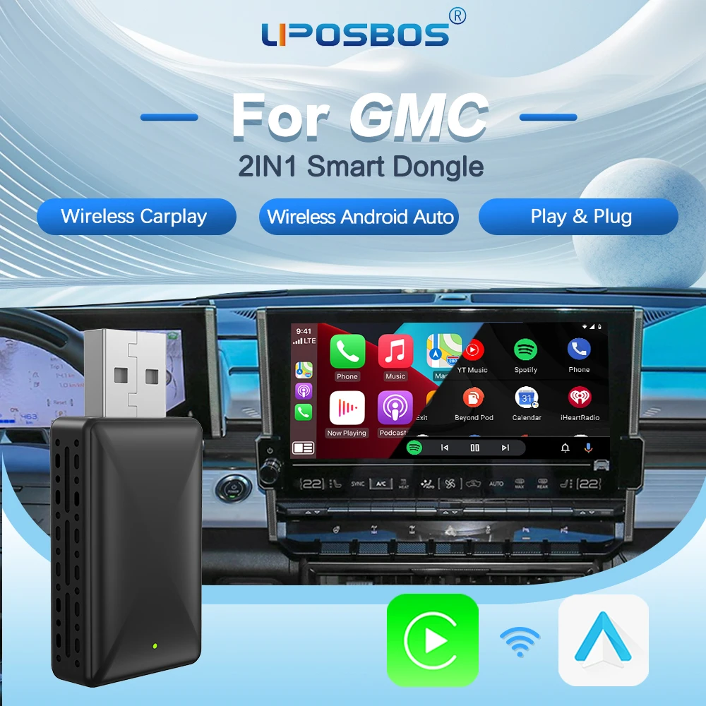 

Carplay Wireless Android Auto Adapter 2in1 Smart Dongle Play&Plug For GMC Canyon SierraSierra HDYukon Yukon XL Acadia Terrain