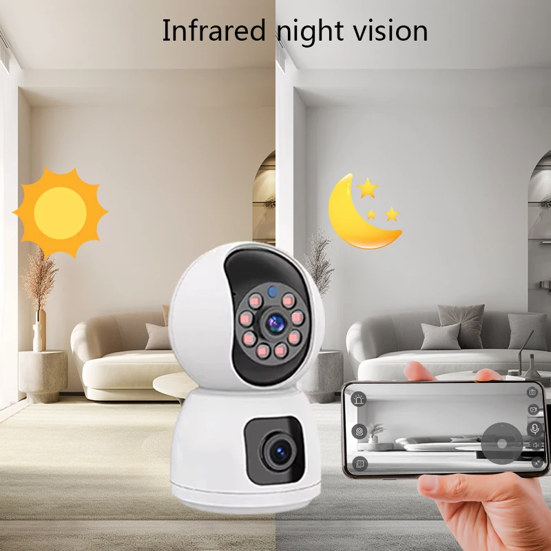 2MP Dual LENs PTZ IP Camera WiFi CCTV 360° PTZ Smart Home Security Surveillance Camera Indoor Tracking Motion  Baby Pet Monitor