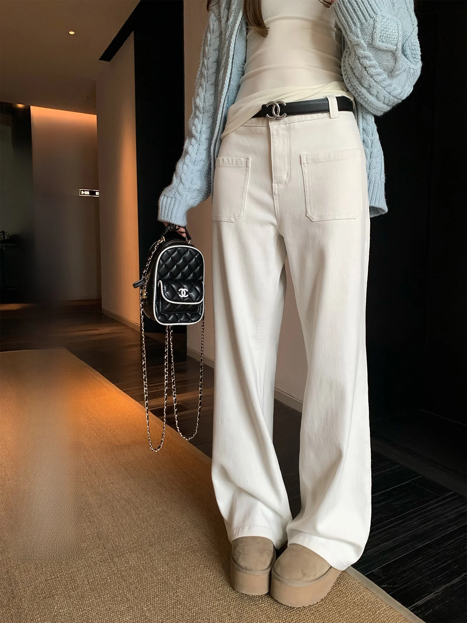 

Джинсы Hhi Super Model Slim Fit для женщин, зимние, с высокой талией, модные, широкие, из денима, винтажные, с эффектом потертости