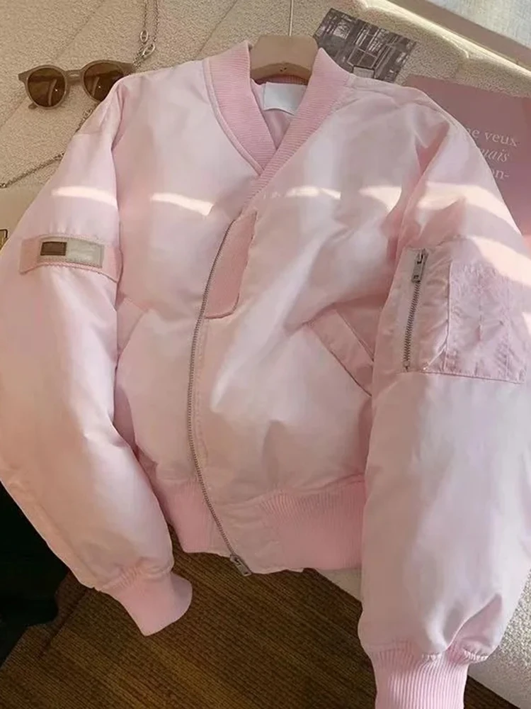 

Jmprs женские милые розовые пышные парки зимние теплые хлопковые куртки с длинными рукавами в консервативном стиле японская кавайная милая женская толстая куртка с круглым вырезом