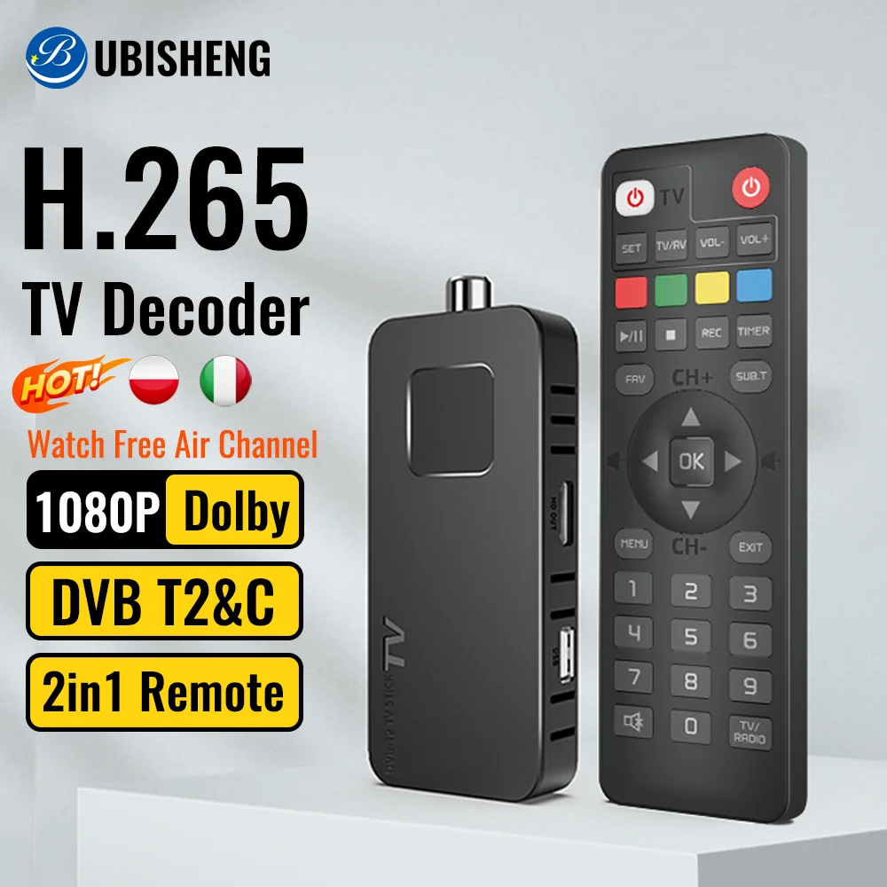 UBISHENG DVB-T2 DVB C H.265 TV 튜너, 1080p HD 디지털 지상 리시버 U8 미니 TV 디코더, 이탈리아 폴란드 DVB T2 튜너 TV 박스