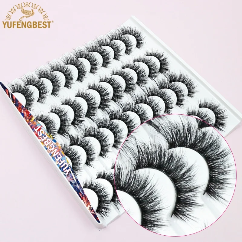 

YUFENGBEST 16mm Natural Long 20pair Strip Wispy Fluffy Individual Lash Boxes Packaging Wholesale Cat Eye Lash Extensions De Cils