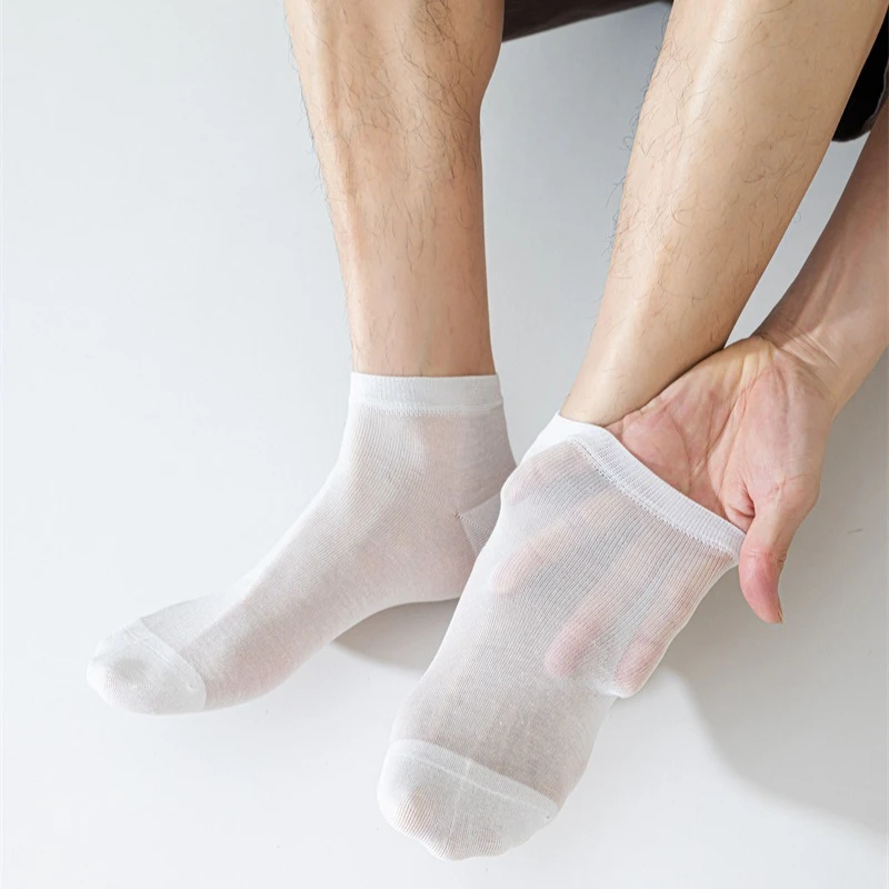 

Мужские короткие носки из шелкового шелка, тонкие дышащие низкие деловые носки, мужские повседневные модные однотонные носки до щиколотки с низким вырезом
