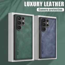 Sheepskin Magnetic Case For Samsung S24 Ultra S23 S22 S21 S20 S24 FE Capa For Samsung Note 20 Ultra 10 Matte Leather Phone Cover