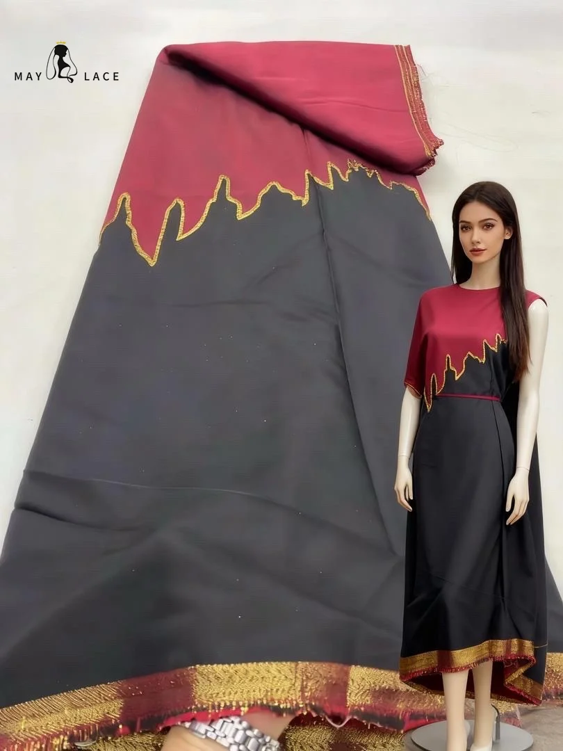 

2025 Роскошное высококачественное нигерийское жаккардовое кружево 5 ярдов Африканская парчовая кружевная ткань из органзы Французское тюлевое кружевное вечернее платье