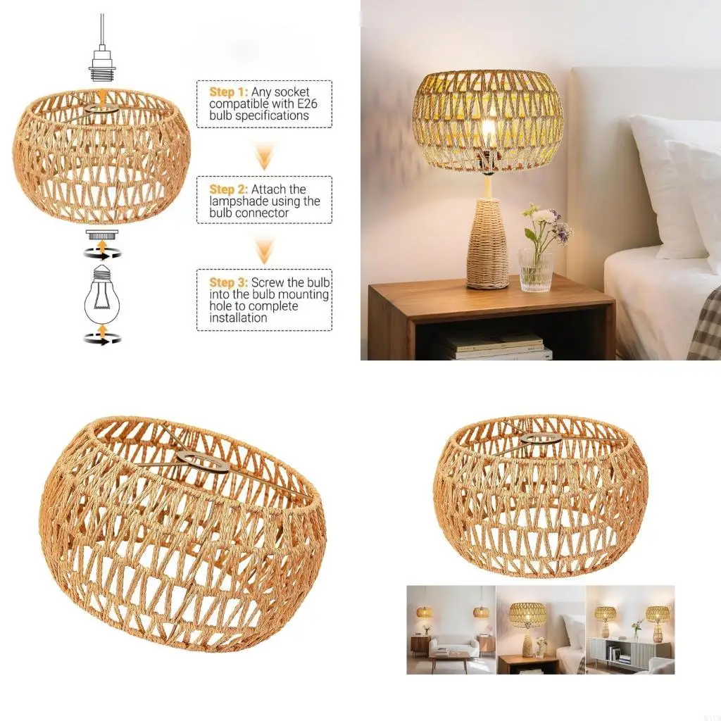 

Recyclable Materials Hanging Lamp Covers Offering Ambients Paper Texture for Dining Areas and Quick Setup M4YD