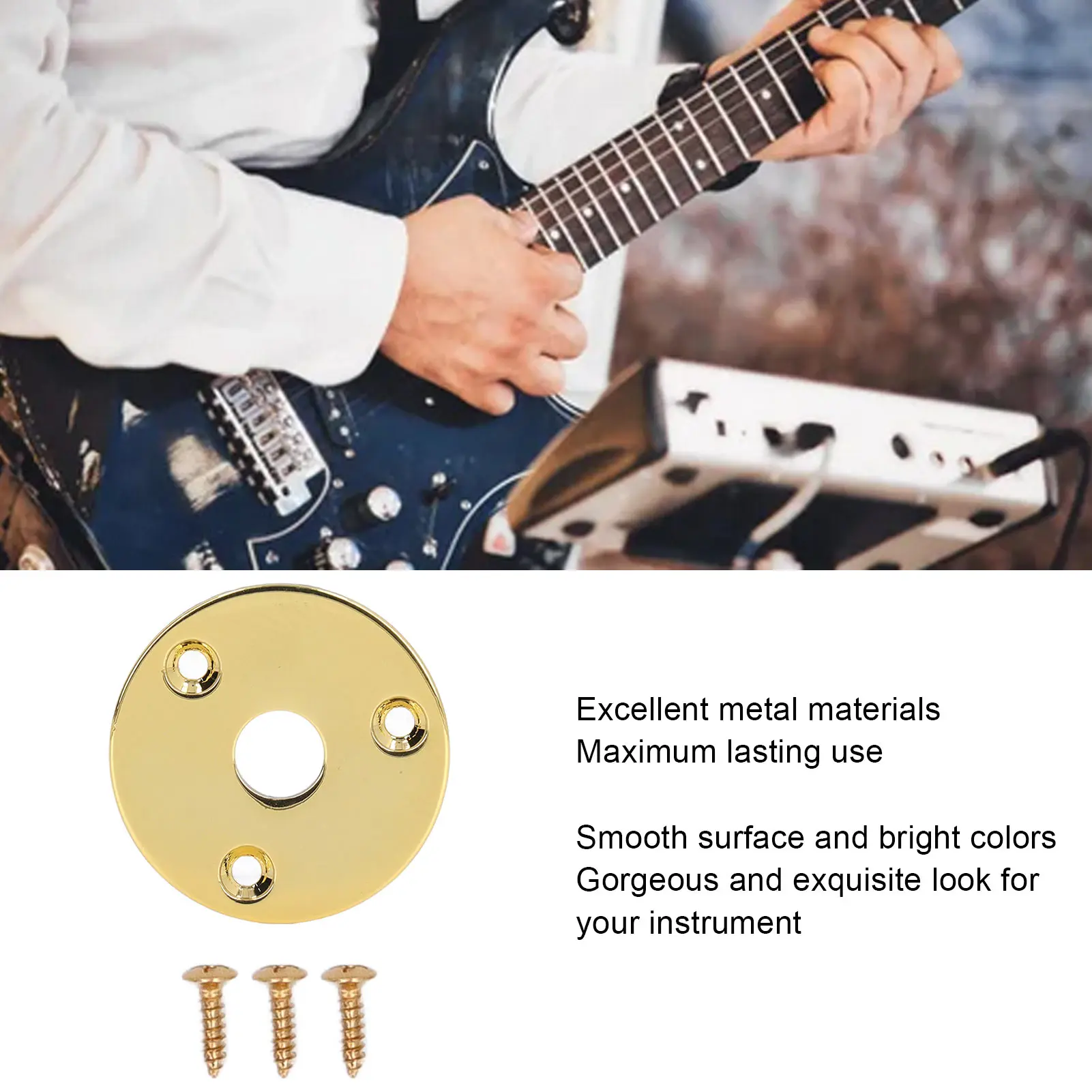 Guitar Jack Socket Plate Round Metal Input Output Cover Replacement Hardware For Bass With Mounting Screws GT31