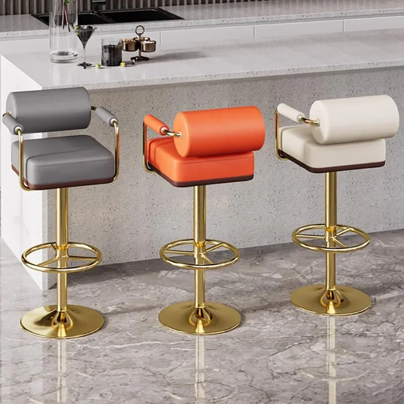 

Modern Gold Bar Stool Telescopic Metal Luxery High Quality Bar Stool Leather Nordic Banqueta Alta Para Cozinha Home Furniture