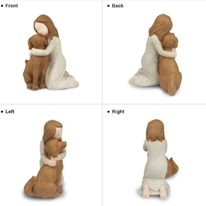 Love My Dog Figurines Statues, Dog Angel Friendship Remembrance Gifts,Sculpted Hand-Painted Figures For Dog Lovers