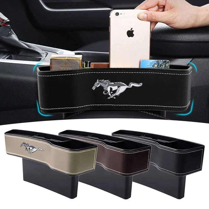 Car Leather Seat Gap High Capacity Non-Slip Organizer Box For Ford Mustang spoiler Shelby GT 350 500 Cobra e Focus 2 3 MK3 Kuga