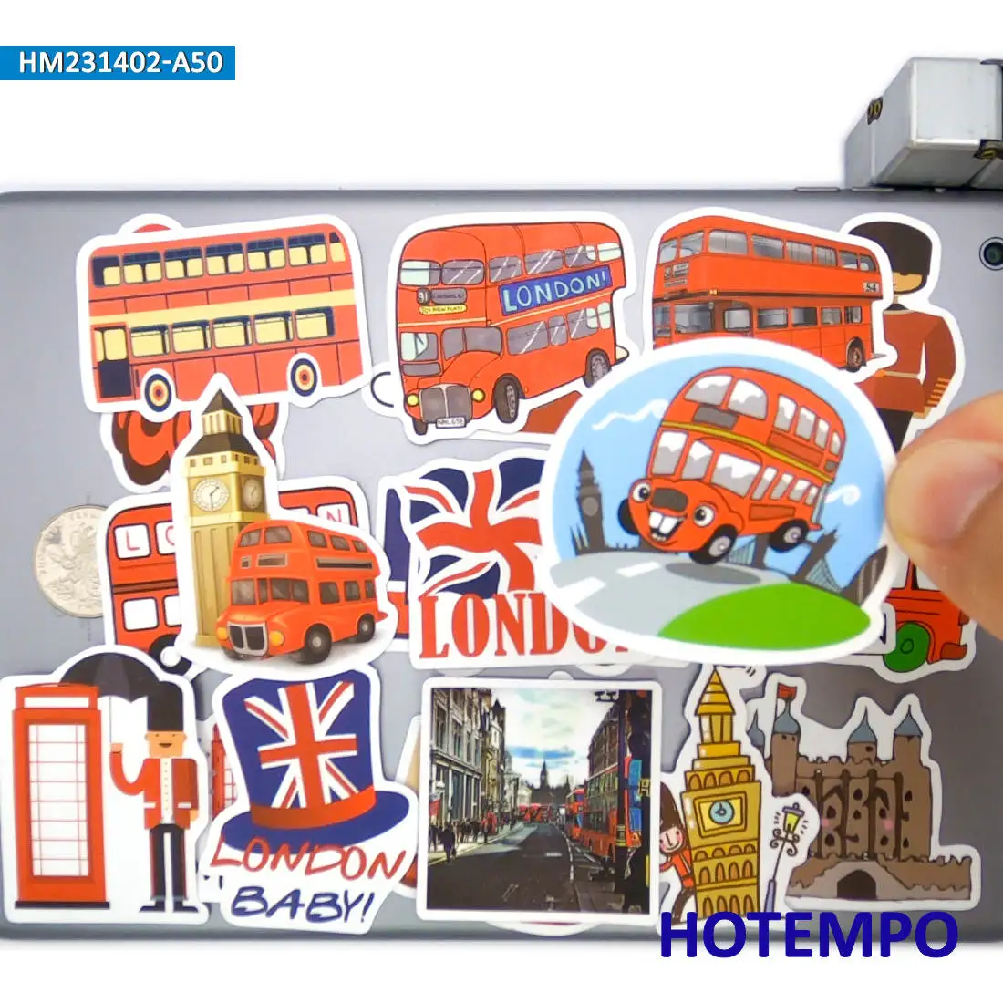 ملصقات لندن الحمراء ، ميزات المناظر الطبيعية الحضرية ، ثقافة السفر, للديكور الإبداعي DIY ، ألعاب ملصقات ممتعة, 20/30/50 قطعة