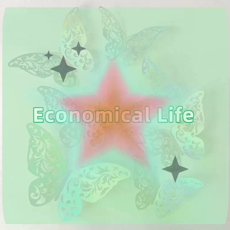 [MOA]12 PCS Holographic 3D Butterfly Wall Decals Hollow Carved Design Iridescent Shine For Home Decor Kids Room Wedding Party