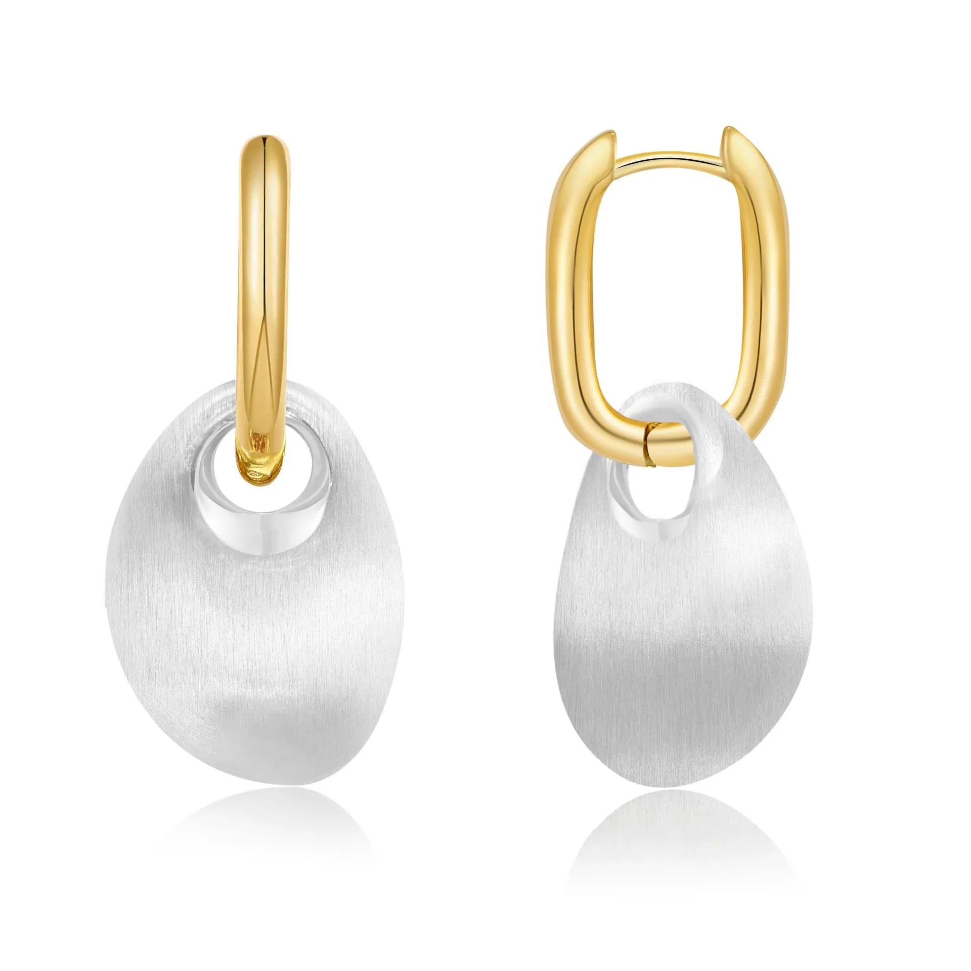 Vintage Geometric Brushed Metal Irregular Pendant Earrings for Women Gold Silve Mix Color Fashion Accessories Daily Jewelry