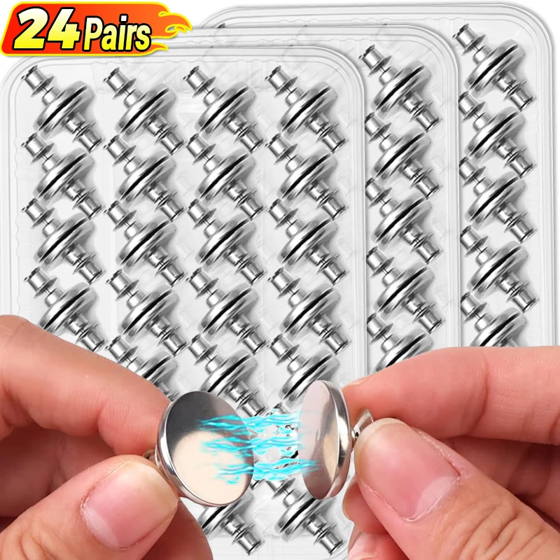 

1/24Pairs Magnetic Curtain Clips Self-adhesive Closure Magnet Patch Drapes Buckle Detachable Home Shower Curtain Metal Fasteners