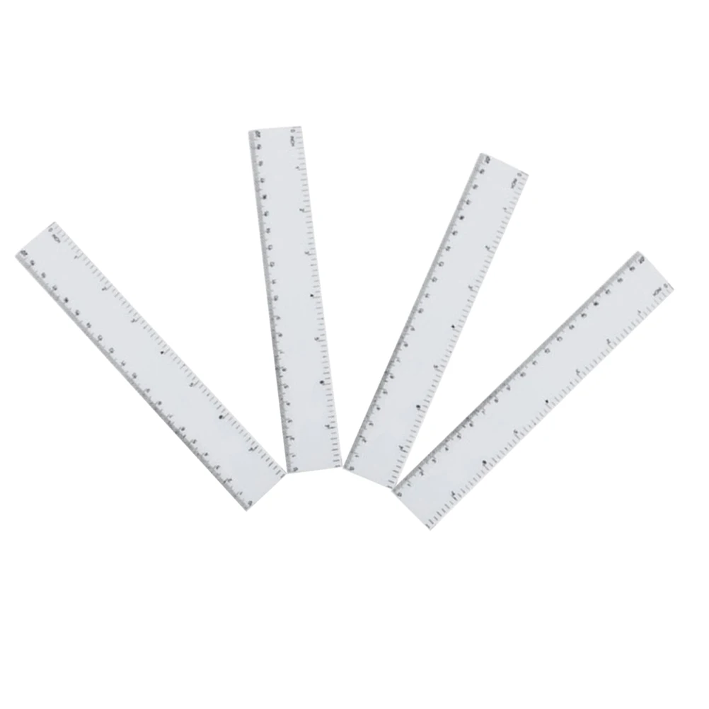 4pcs 8 inches Plastic Ruler Straight Ruler Plastic Measuring Tool Strong Hard Mathematical Geometry Tool (White)