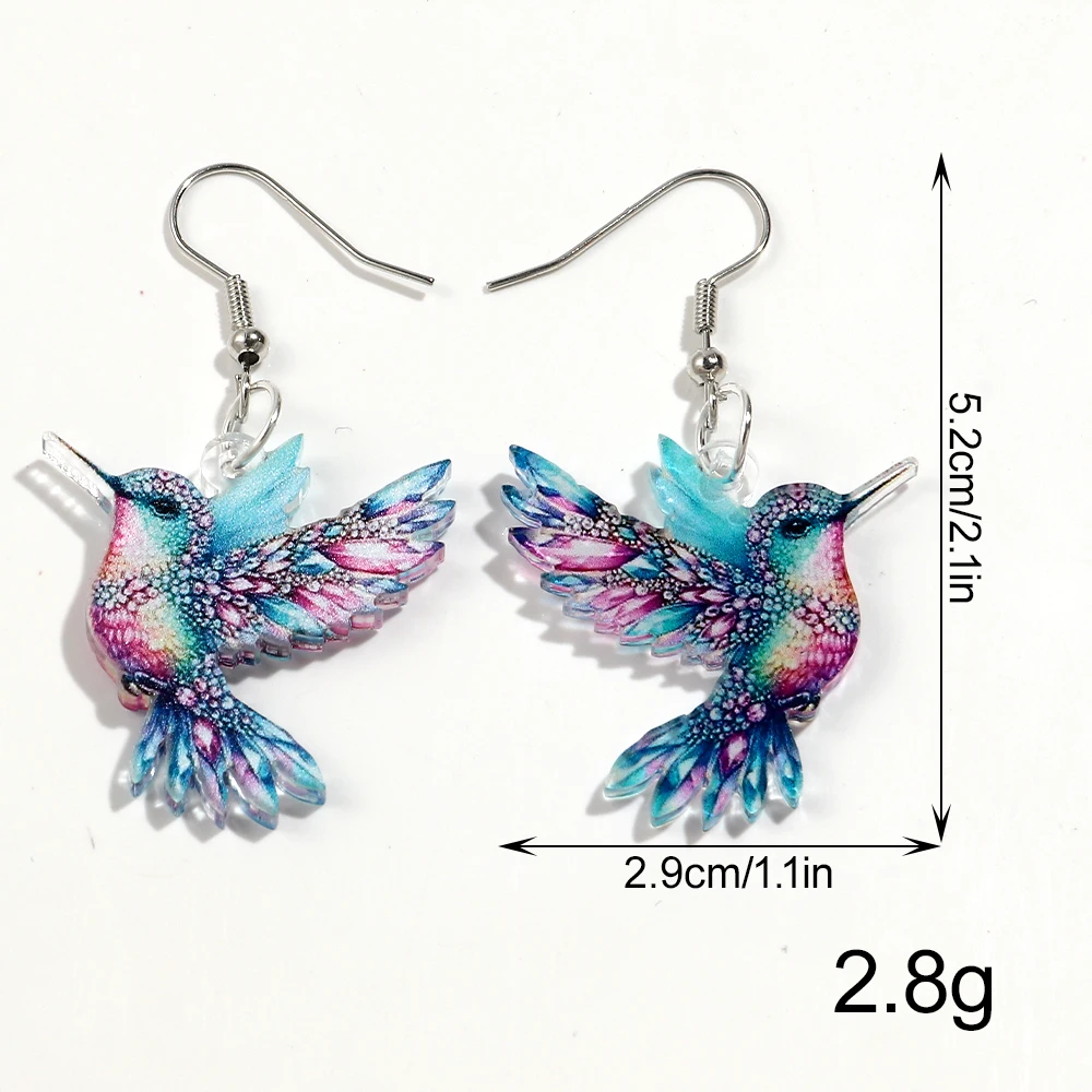 Women's Cute Colorful Hummingbird Dangle Earrings