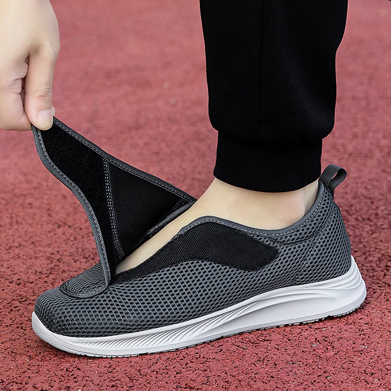 Adjustable Open Shoes For Men Lightweight Comfort Diabetic Walking Shoes Sneakers for Swollen Elderly Feet Normal Width