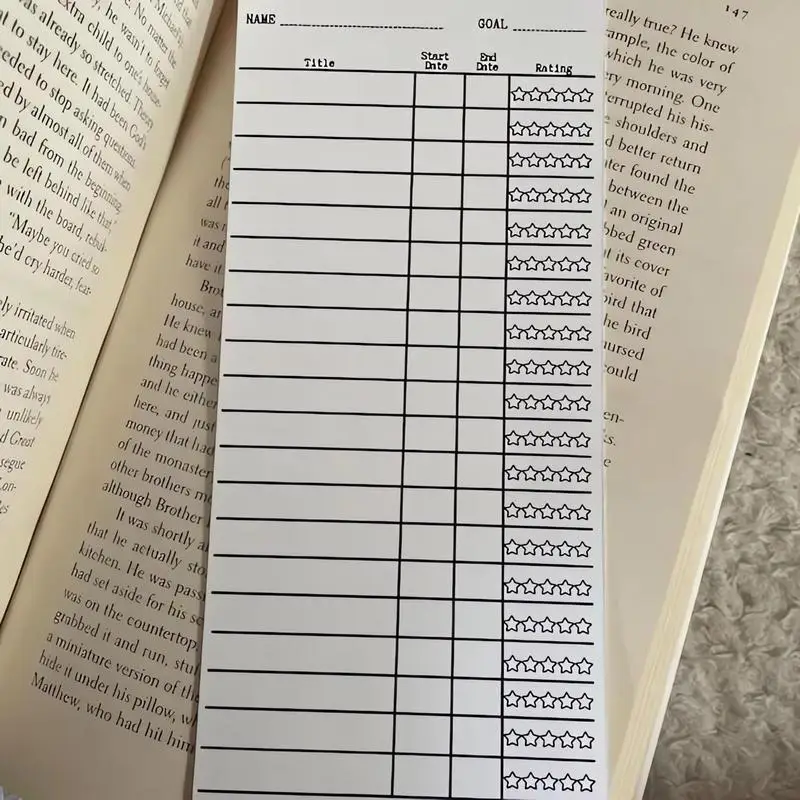 Reading Log Bookmark 12pcs Libraries Book Tracker Reading Page Cards Book Reading Log For Reading Student Lover Readers Literary
