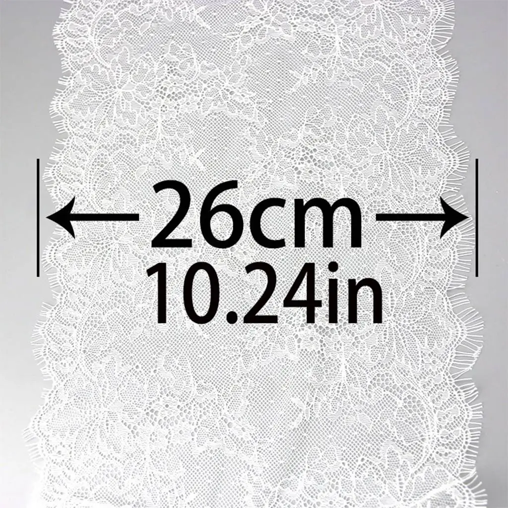 (3 Meters/Lot) 26cm White Eyelash Lace Fabric Decoration Love Wedding Dress Accessories